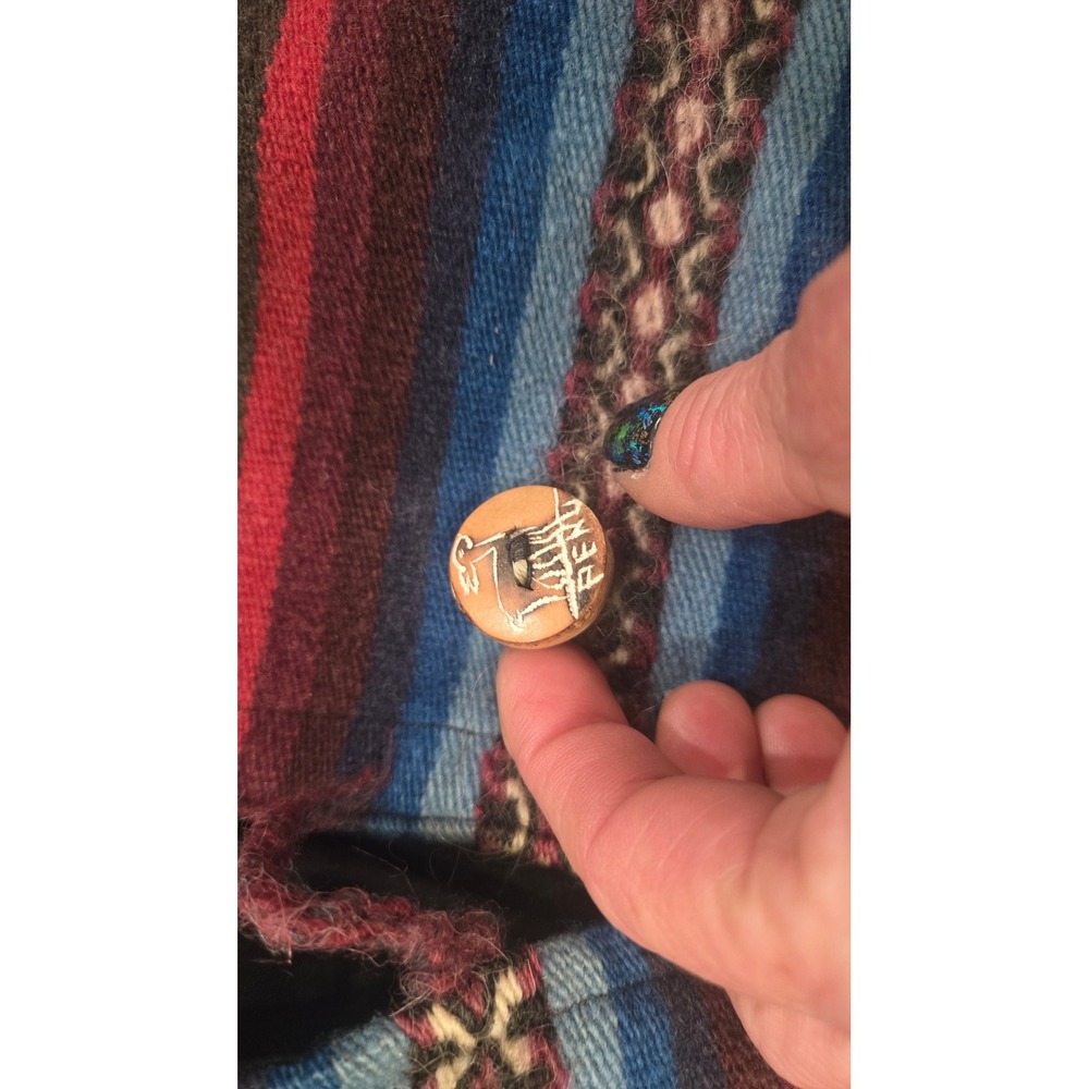 Handmade Peruvian Wool Striped Backpack Boho Rucksack Llama Button Multicolor - Picture 2 of 12